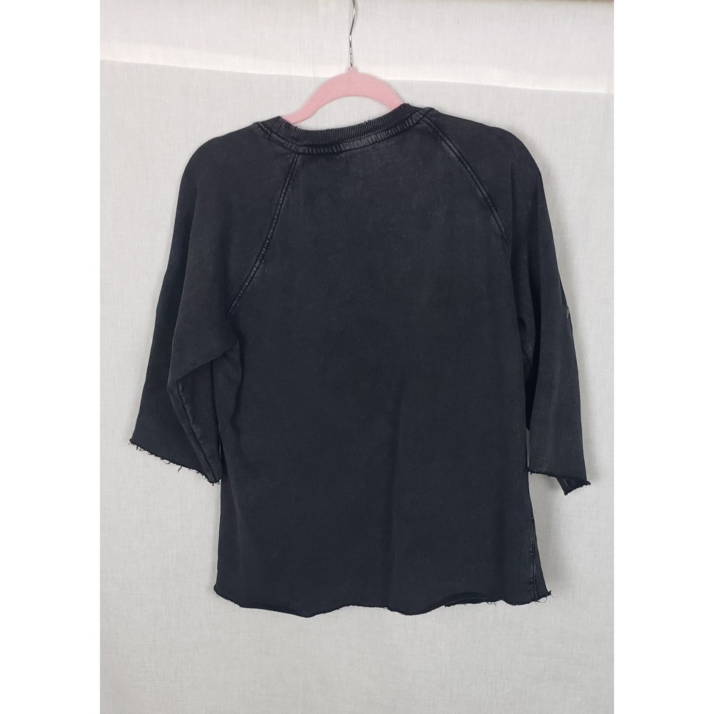 Lucky Brand‎ Charcoal Gray Embroidered Rose Sweatshirt L Casual Boho Grunge - Picture 2 of 10
